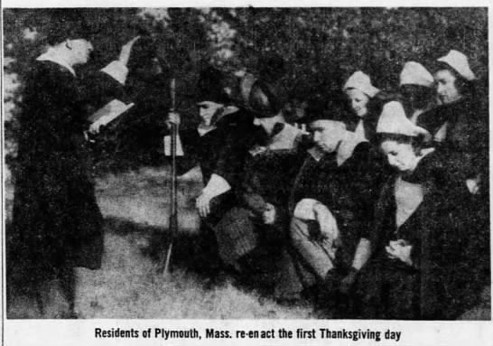 Residents of Plymouth, Mass. re-enact the first Thanksgiving